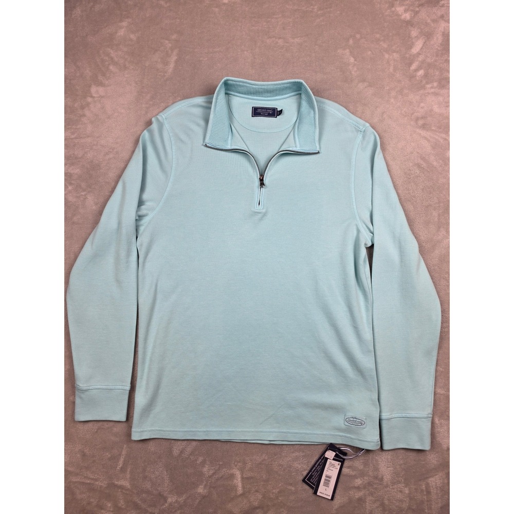 Vineyard Vines Coastline 1/4 Zip Mens L Sea Splash Light Blue Pullover Sweater